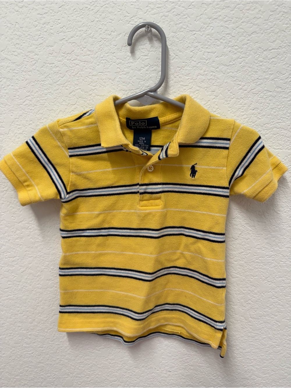 Ralph Lauren Yellow Striped Polo with Navy & White Accents